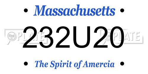 232U20 Massachusetts License Plate