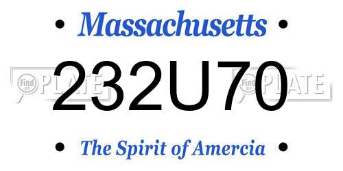 232U70 Massachusetts License Plate