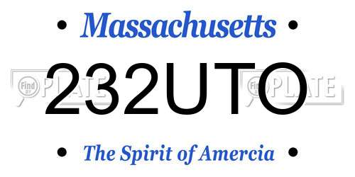 232UTO Massachusetts License Plate