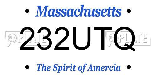 232UTQ Massachusetts License Plate