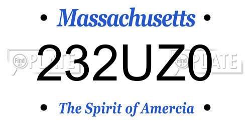 232UZ0 Massachusetts License Plate