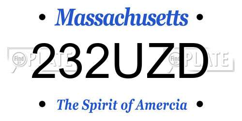232UZD Massachusetts License Plate