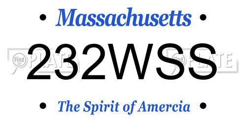 232WSS Massachusetts License Plate