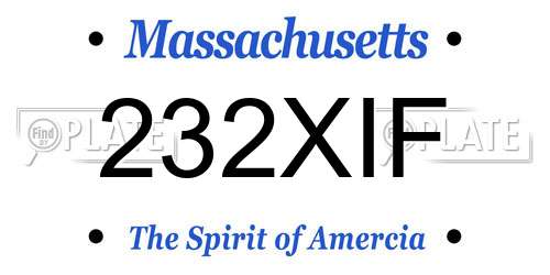 232XIF Massachusetts License Plate