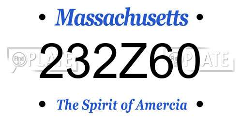 232Z60 Massachusetts License Plate