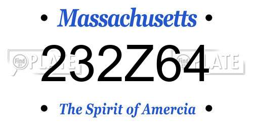 232Z64 Massachusetts License Plate