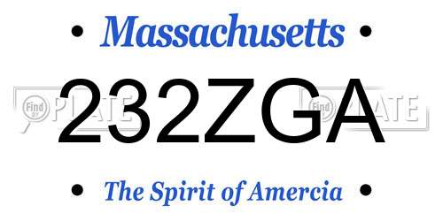 232ZGA Massachusetts License Plate