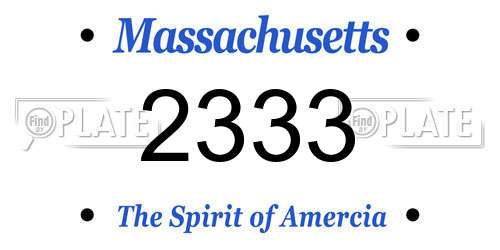 2333 Massachusetts License Plate