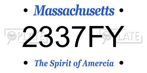 2337FY Massachusetts License Plate