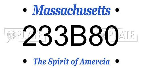 233B80 Massachusetts License Plate