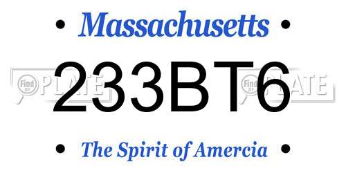 233BT6 Massachusetts License Plate
