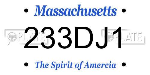 233DJ1 Massachusetts License Plate