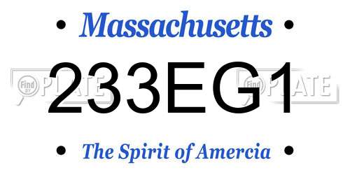 233EG1 Massachusetts License Plate