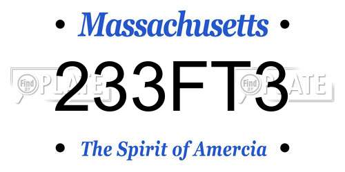 233FT3 Massachusetts License Plate