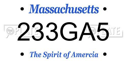 233GA5 Massachusetts License Plate