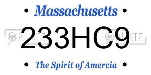 233HC9 Massachusetts License Plate
