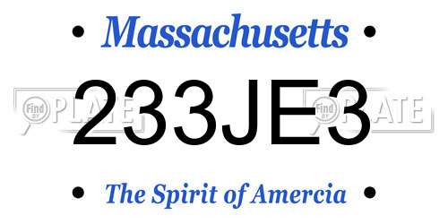 233JE3 Massachusetts License Plate