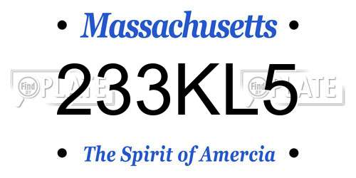 233KL5 Massachusetts License Plate