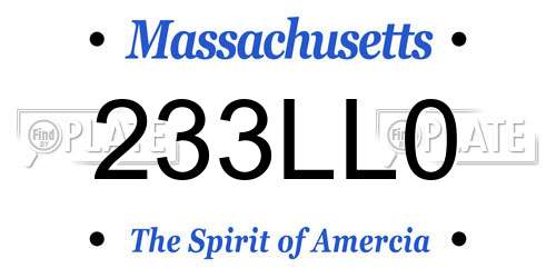 233LL0 Massachusetts License Plate