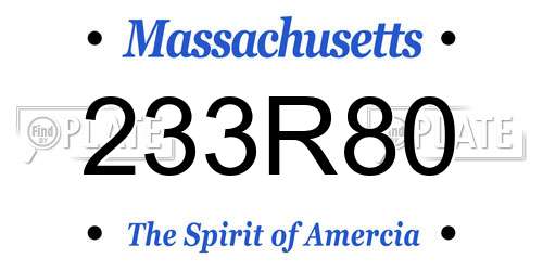 233R80 Massachusetts License Plate