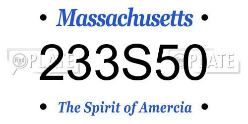 233S50 Massachusetts License Plate