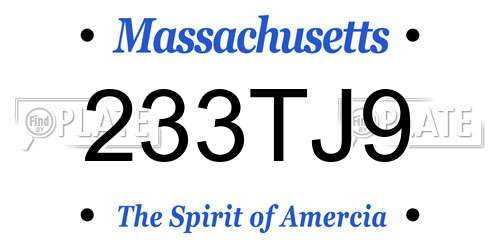 233TJ9 Massachusetts License Plate