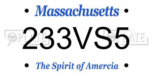 233VS5 Massachusetts License Plate