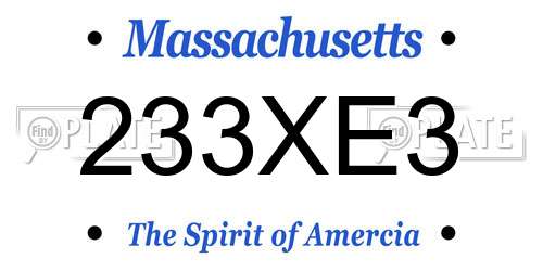 233XE3 Massachusetts License Plate