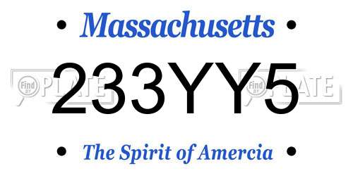 233YY5 Massachusetts License Plate