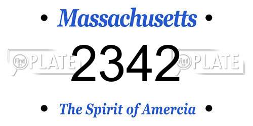 2342 Massachusetts License Plate