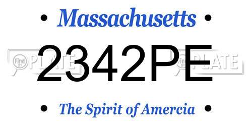 2342PE Massachusetts License Plate