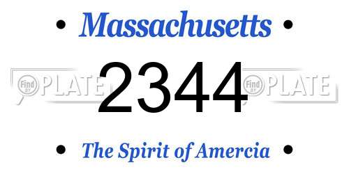 2344 Massachusetts License Plate