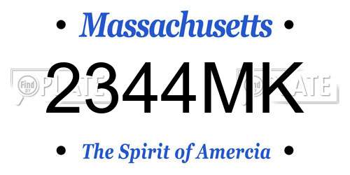 2344MK Massachusetts License Plate