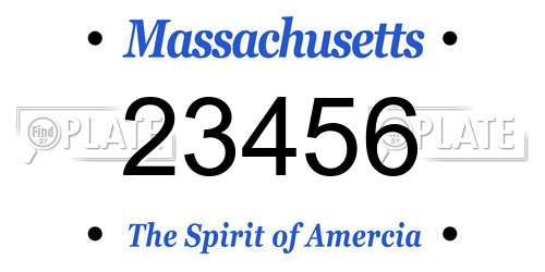 23456 Massachusetts License Plate