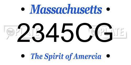 2345CG Massachusetts License Plate