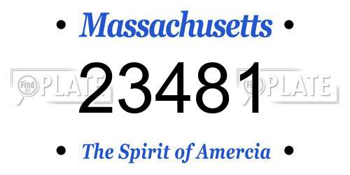 23481 Massachusetts License Plate