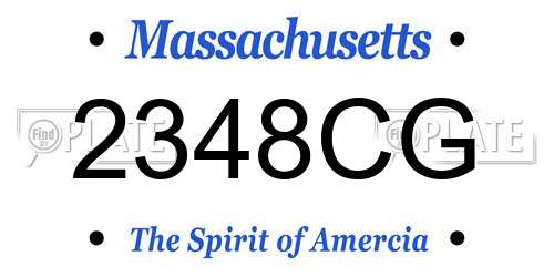 2348CG Massachusetts License Plate