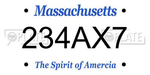 234AX7 Massachusetts License Plate