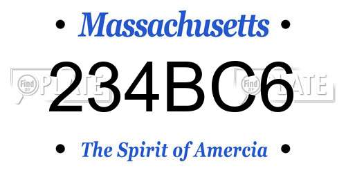234BC6 Massachusetts License Plate