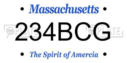 234BCG Massachusetts License Plate
