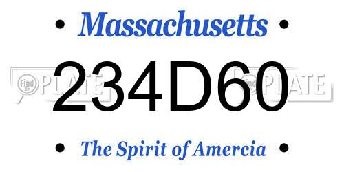 234D60 Massachusetts License Plate