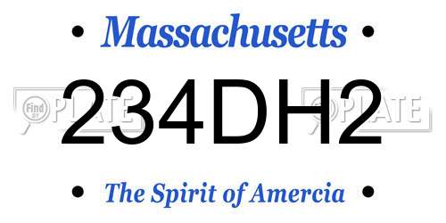 234DH2 Massachusetts License Plate