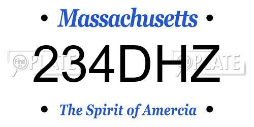 234DHZ Massachusetts License Plate