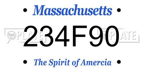 234F90 Massachusetts License Plate