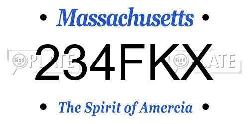 234FKX Massachusetts License Plate