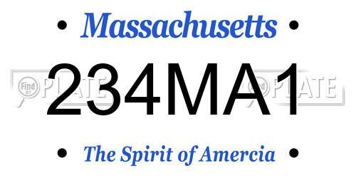 234MA1 Massachusetts License Plate