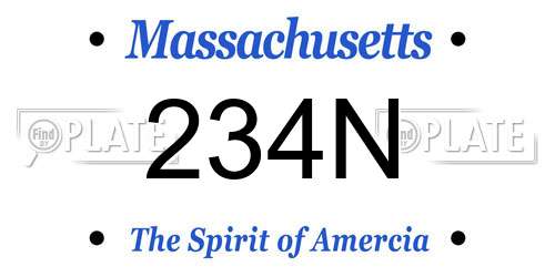 234N Massachusetts License Plate