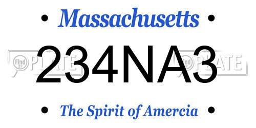 234NA3 Massachusetts License Plate