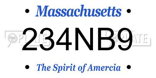 234NB9 Massachusetts License Plate