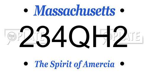 234QH2 Massachusetts License Plate